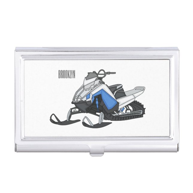 Snowmobile cartoon illustration  business card case (Front)