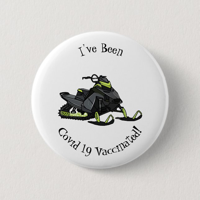 Snowmobile cartoon illustration button (Front)