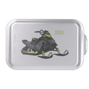 Snowmobile cartoon illustration cake pan