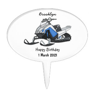 Snowmobile cartoon illustration cake topper