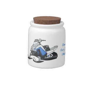 Snowmobile cartoon illustration candy jar