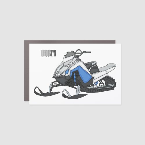 Snowmobile cartoon illustration  car magnet