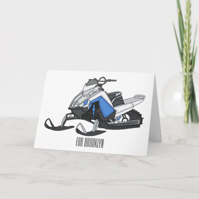 Snowmobile cartoon illustration card (Front)
