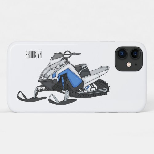 Snowmobile cartoon illustration  iPhone 11 case