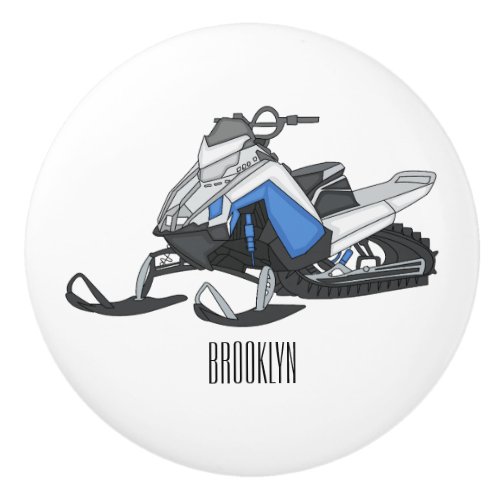 Snowmobile cartoon illustration ceramic knob