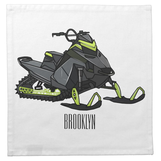 Snowmobile cartoon illustration  cloth napkin (Front)
