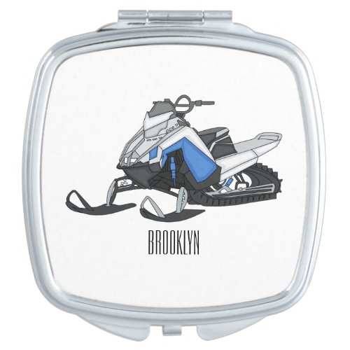 Snowmobile cartoon illustration  compact mirror