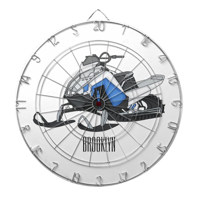 Snowmobile cartoon illustration dart board (Front)