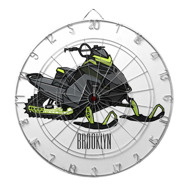 Snowmobile cartoon illustration  dart board (Front)