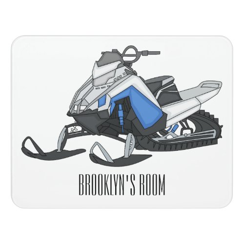 Snowmobile cartoon illustration door sign