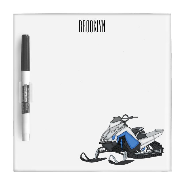 Snowmobile cartoon illustration dry erase board (Front)