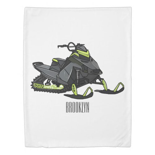 Snowmobile cartoon illustration  duvet cover