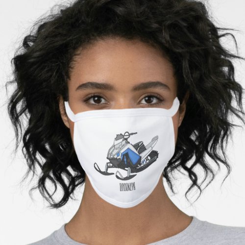 Snowmobile cartoon illustration face mask