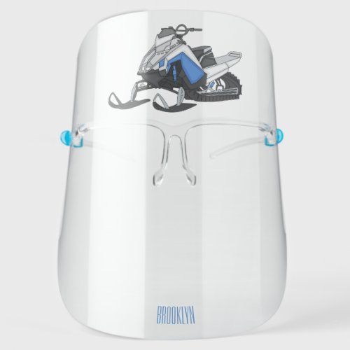 Snowmobile cartoon illustration  face shield