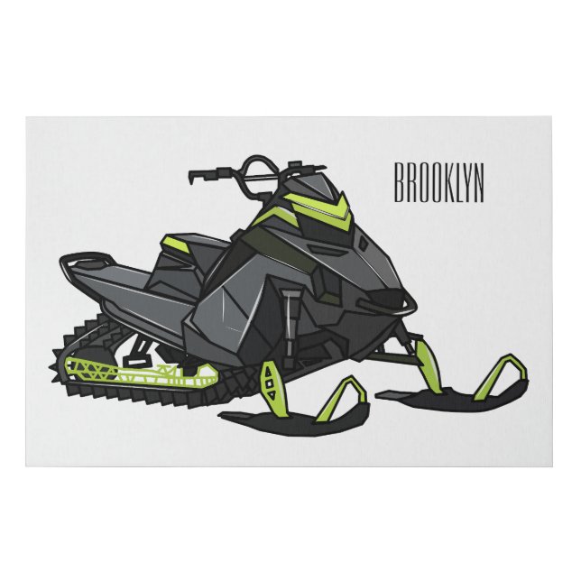 Snowmobile cartoon illustration  faux canvas print (Front)