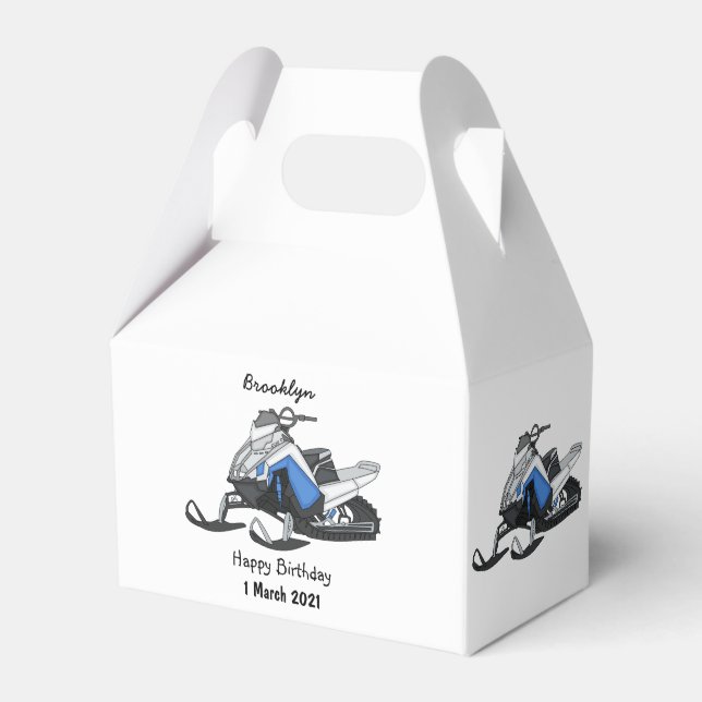 Snowmobile cartoon illustration favor boxes (Front Side)