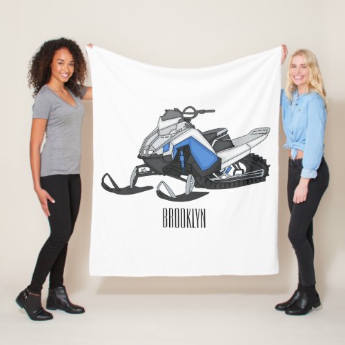 Snowmobile cartoon illustration fleece blanket