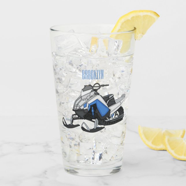 Snowmobile cartoon illustration  glass (Back Ice)