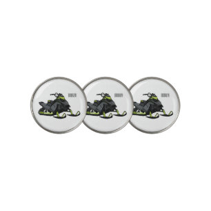 Snowmobile cartoon illustration  golf ball marker
