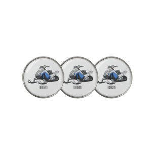 Snowmobile cartoon illustration golf ball marker