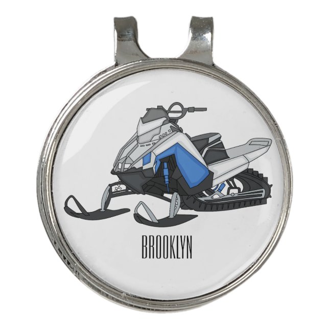 Snowmobile cartoon illustration golf hat clip (Front)