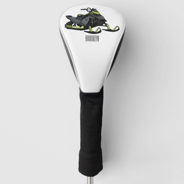 Snowmobile cartoon illustration  golf head cover (Front)