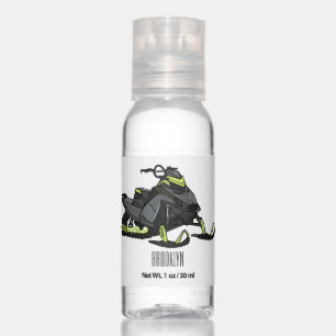 Snowmobile cartoon illustration  hand sanitizer