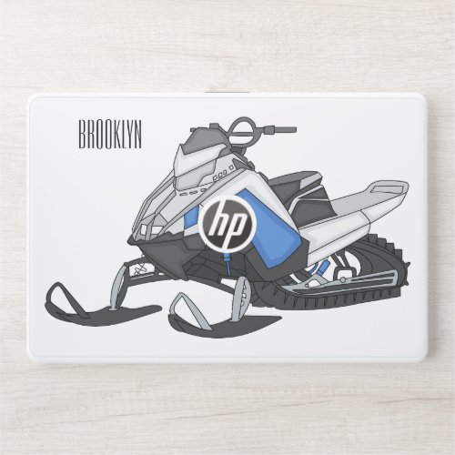 Snowmobile cartoon illustration HP laptop skin