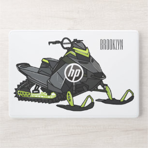 Snowmobile cartoon illustration HP laptop skin