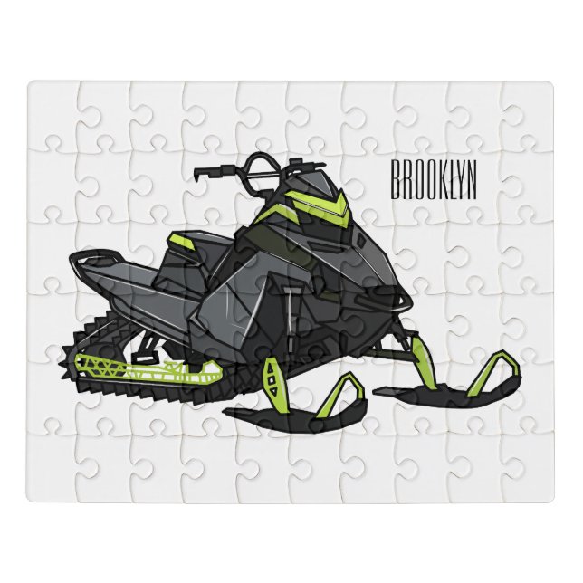 Snowmobile cartoon illustration  jigsaw puzzle (Puzzle Horizontal)