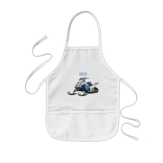 Snowmobile cartoon illustration  kids' apron (Front)