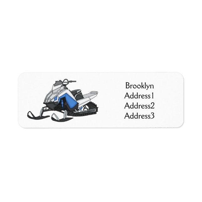 Snowmobile cartoon illustration label (Front)