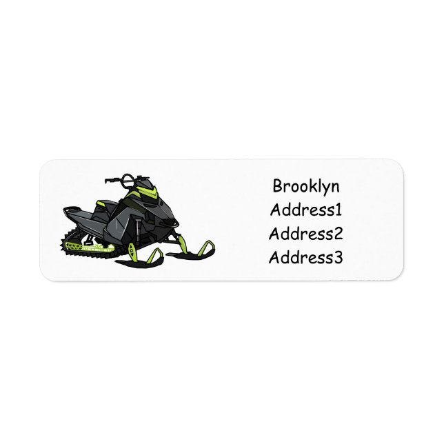 Snowmobile cartoon illustration label (Front)