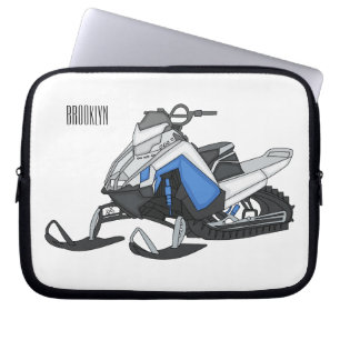 Snowmobile cartoon illustration laptop sleeve