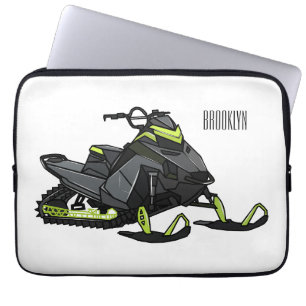 Snowmobile cartoon illustration laptop sleeve