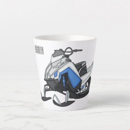 Snowmobile cartoon illustration latte mug