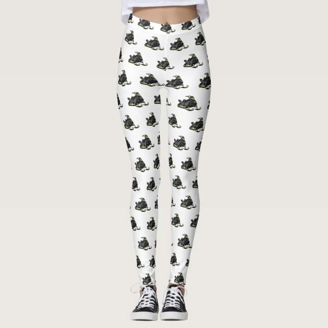 Snowmobile cartoon illustration  leggings (Front)
