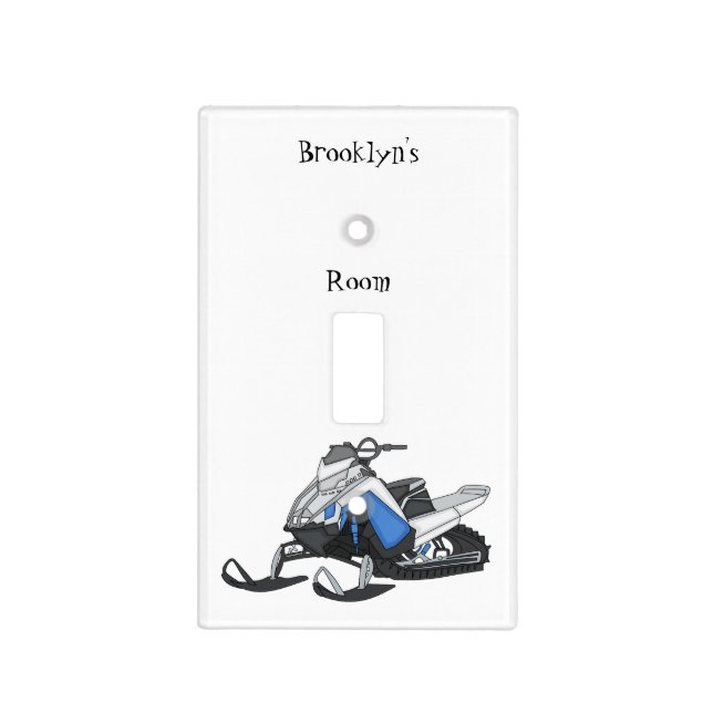 Snowmobile cartoon illustration light switch cover (Front)
