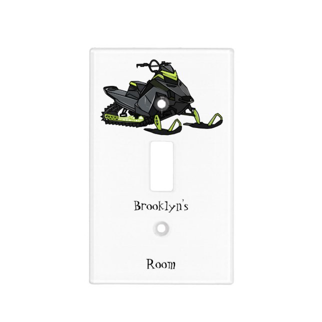 Snowmobile cartoon illustration light switch cover (Front)