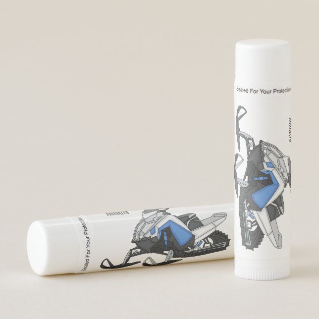 Snowmobile cartoon illustration lip balm (Front)