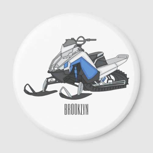 Snowmobile cartoon illustration  magnet