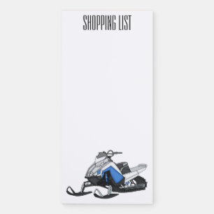 Snowmobile cartoon illustration magnetic notepad