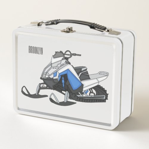 Snowmobile cartoon illustration metal lunch box