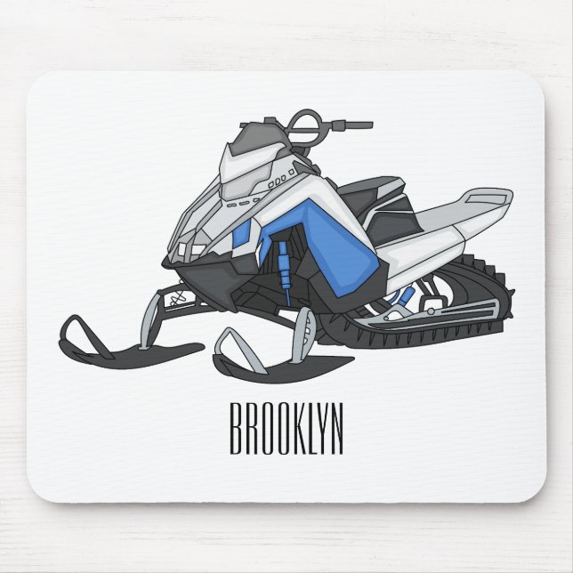 Snowmobile cartoon illustration mouse pad (Front)