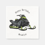 Snowmobile cartoon illustration napkins