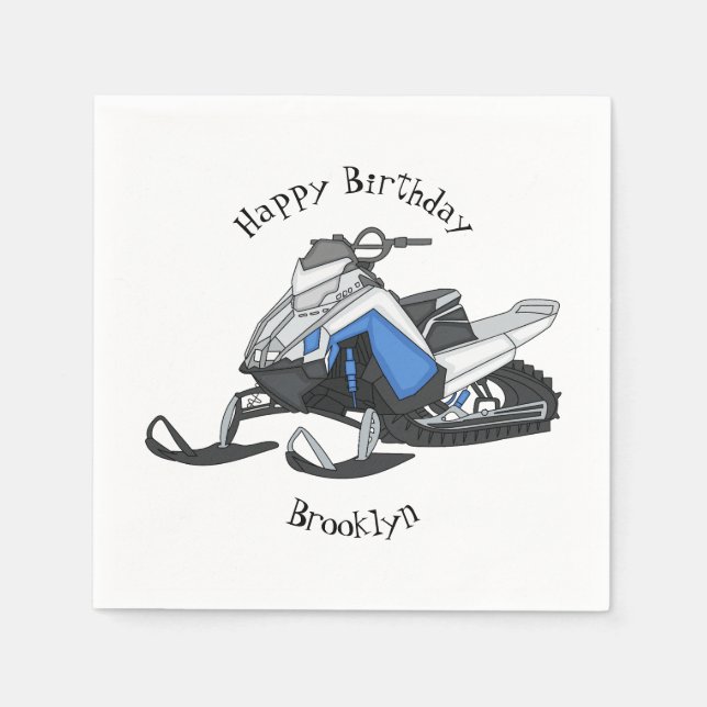 Snowmobile cartoon illustration  napkins (Front)