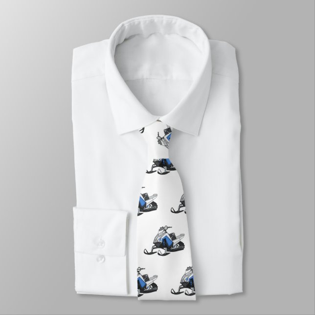 Snowmobile cartoon illustration neck tie (Tied)