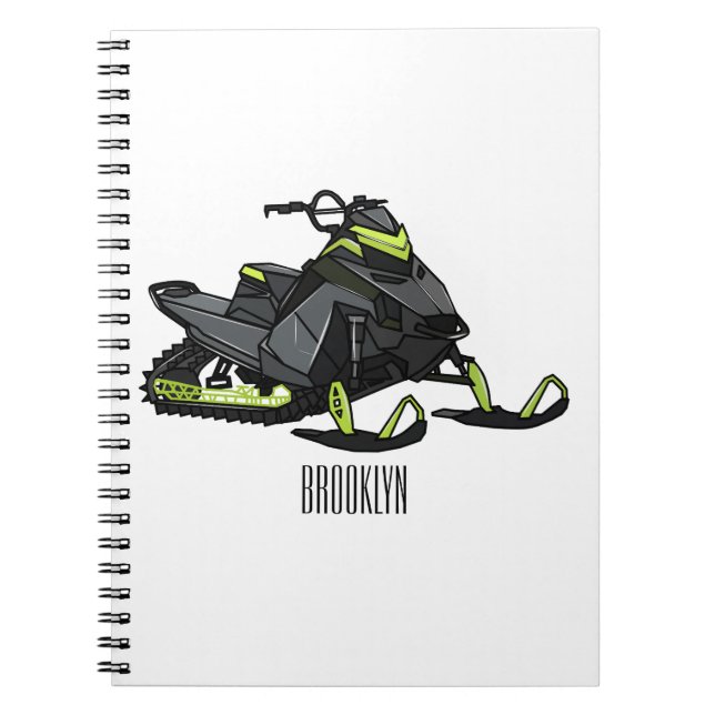 Snowmobile cartoon illustration  notebook (Front)