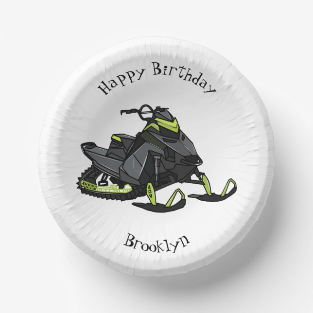 Snowmobile cartoon illustration paper bowls (Front)
