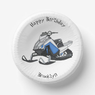 Snowmobile cartoon illustration paper bowls